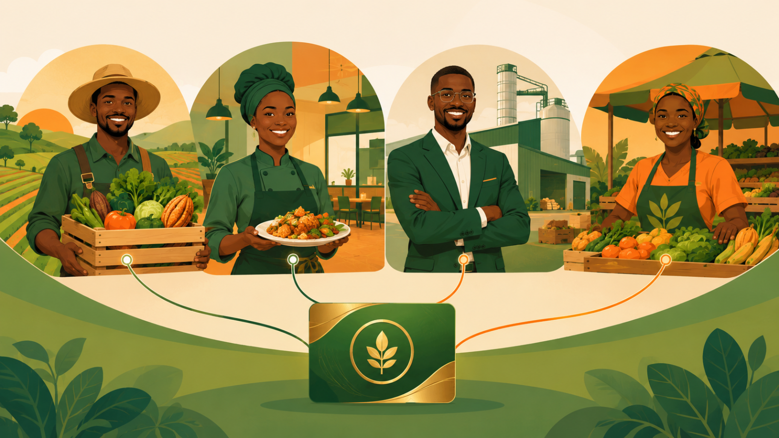 Producteur, restauratrice, entrepreneur et commerçante reliés par le membership Jangolo