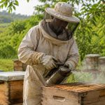 Apiculteur entretenant ses ruches au Cameroun