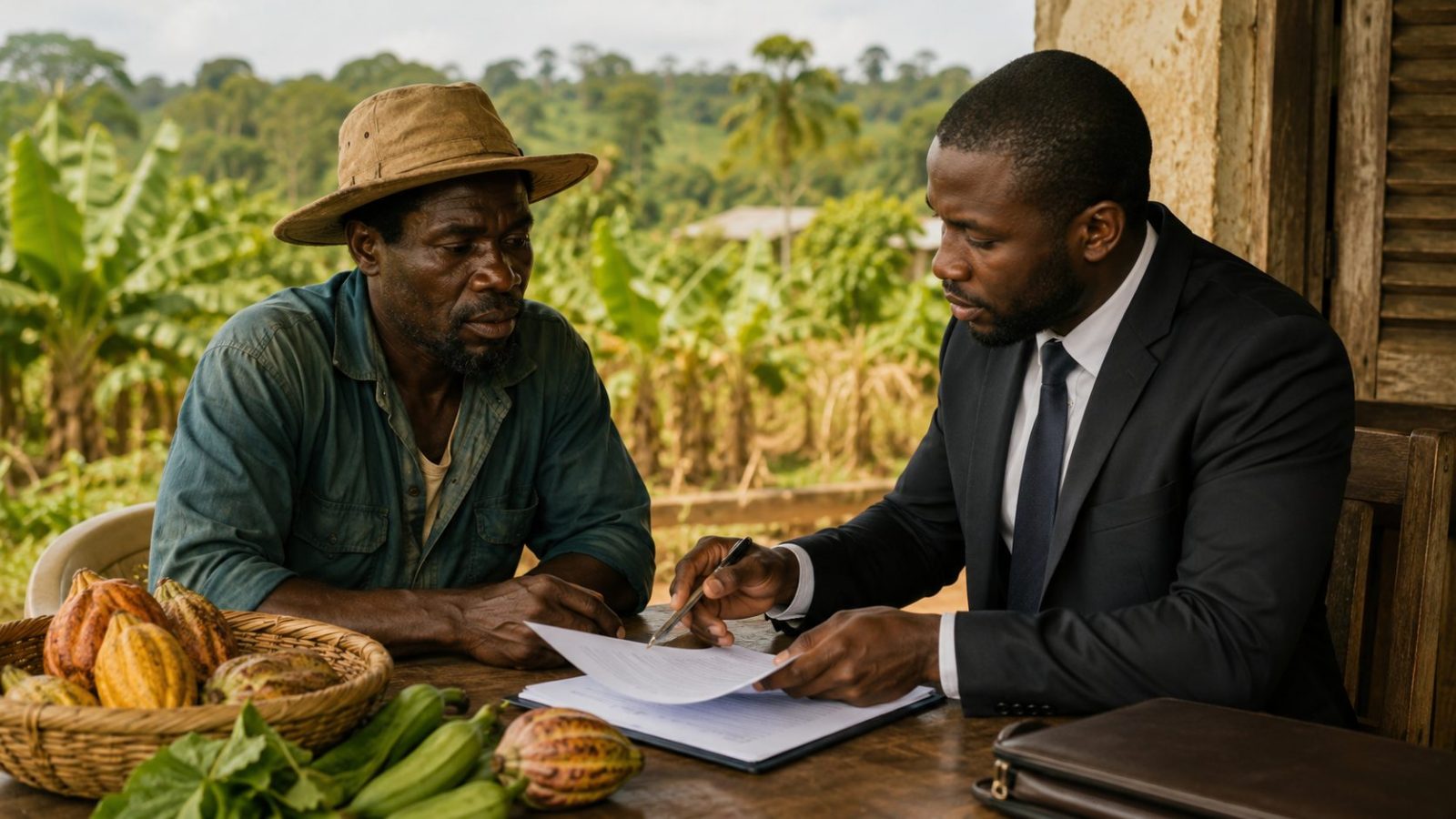 Promotion des produits locaux au Cameroun : vendeuse présentant des produits du terroir au marché