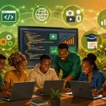 Illustration : jeunes en formation numérique - Jangolo Academy