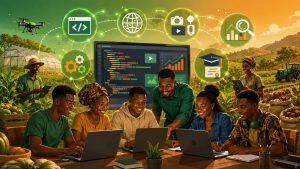 Illustration : jeunes en formation numérique - Jangolo Academy