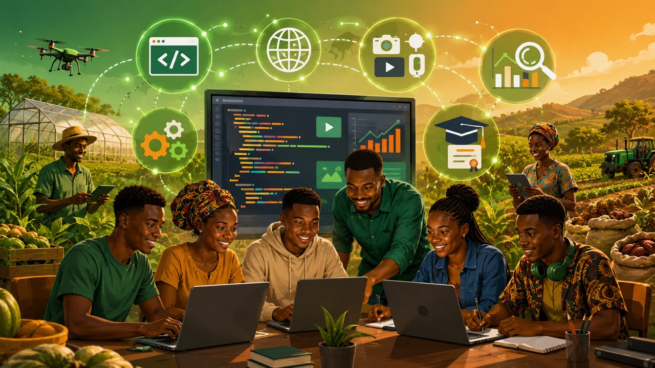 Illustration : jeunes en formation numérique - Jangolo Academy