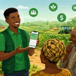 Ambassadeur Jangolo présentant l'application agricole à un groupe d'agriculteurs au Cameroun