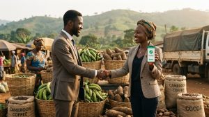 Transaction agricole sécurisée entre deux partenaires avec paiement protégé