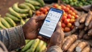 Profil professionnel de réseau social agroalimentaire sur smartphone