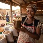 Entrepreneur agroalimentaire camerounais présentant son produit local