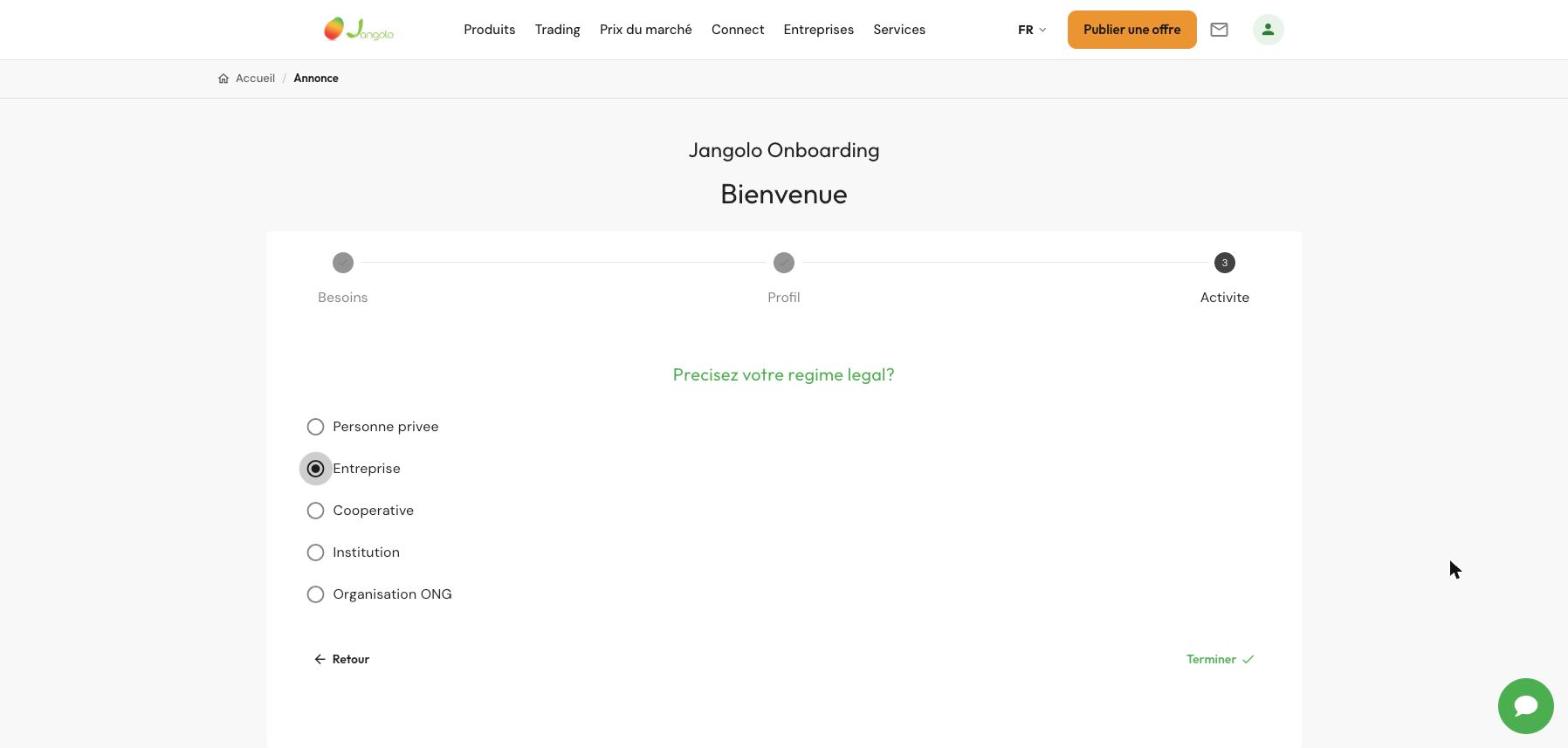 jangolo-entreprise-04-onboarding-activite Comment enregistrer son entreprise sur Jangolo ? (Guide 2026)