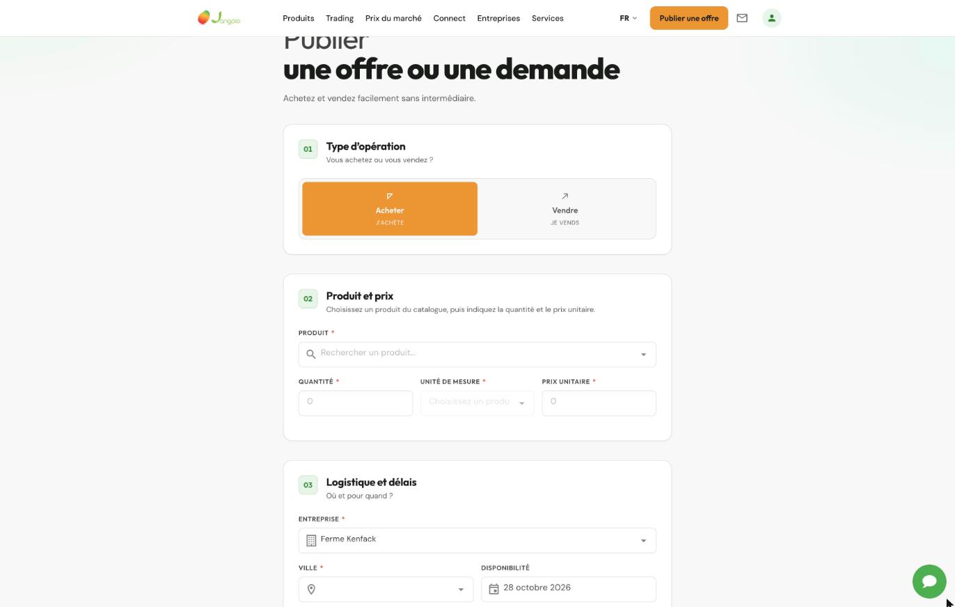 jangolo-trading-01-type-operation Trading B2B on Jangolo: how to post a wholesale sale offer or purchase request (2026 guide)
